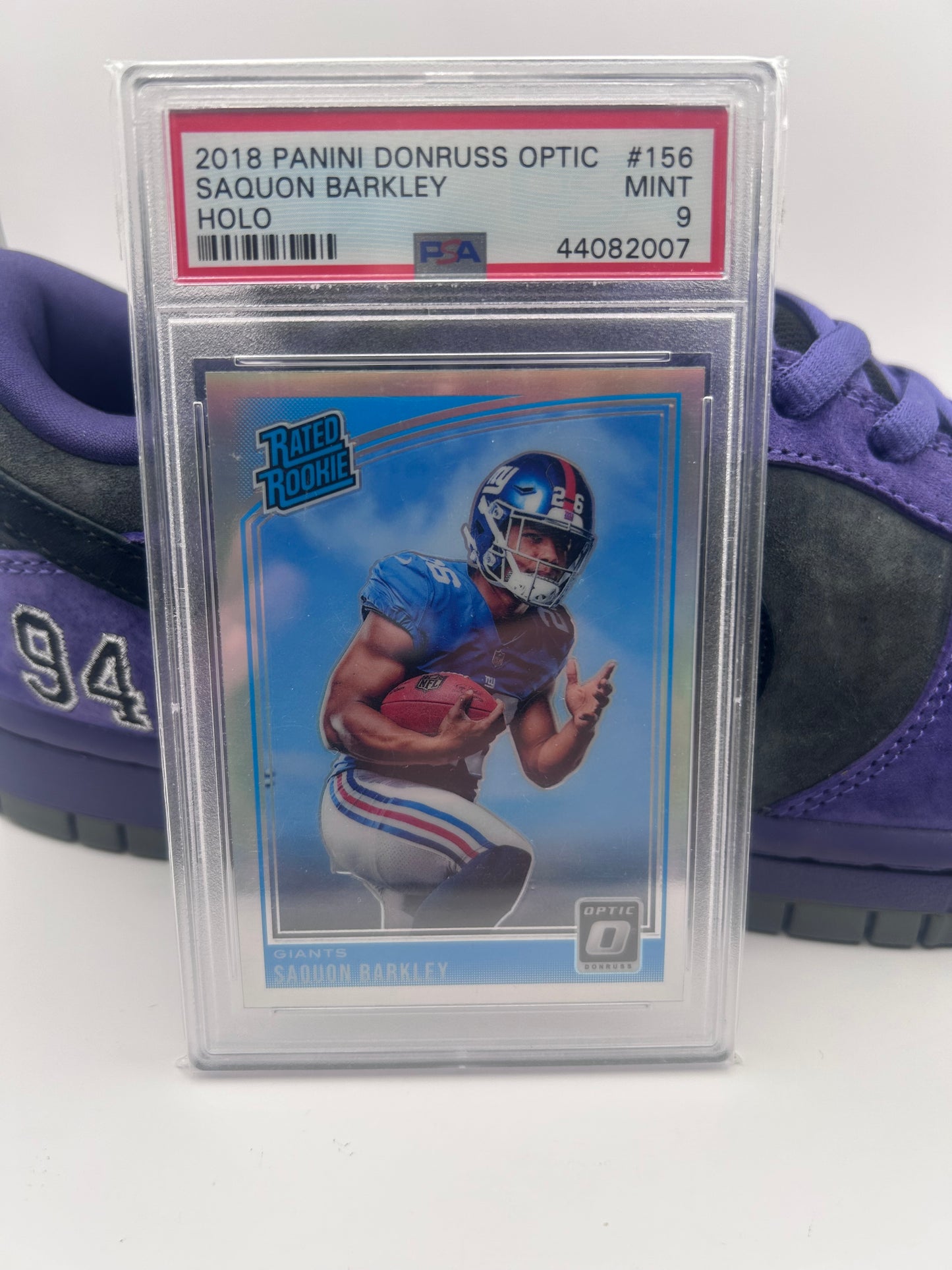 Saquon Barkley 2018 Panini Donruss Optic #156 Rookie RC Prizm Holo PSA 9 MINT