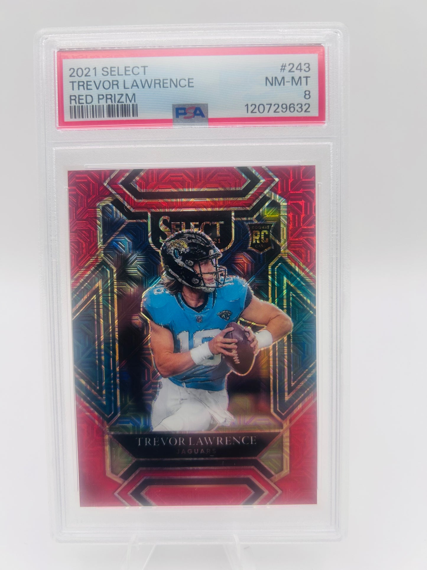 PSA 8 2021 Panini Select Trevor Lawrence Red Prizm /49 RC