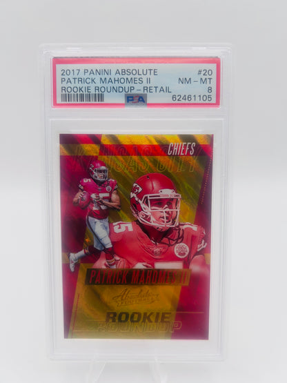 2017 Panini Absolute Rookie Roundup Patrick Mahomes II #20 (RC) PSA 8